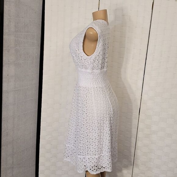 BRAND NEW RABBIT DESIGN LACE V-NECK CAP SLEEVE  ELASTIC WAISTLINES DRESS - Picture 9 of 15